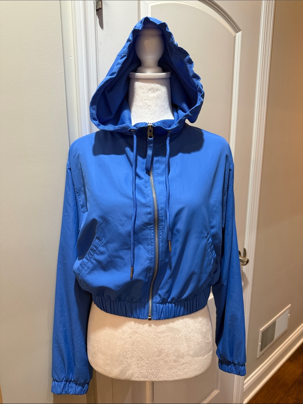 Forever 21 Royal Blue Hooded Zip Bomber Jacket
